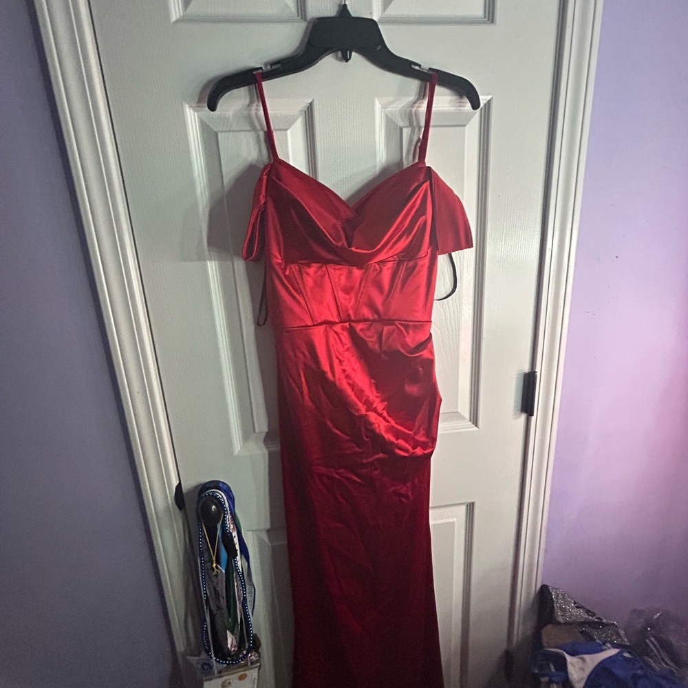 Elegant Red Satin Dress